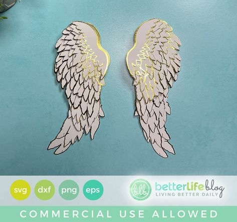 The post Layered Angel Wings SVG Cut File appeared first on Better Life Blog. Angel Wings Shape, Free Svg Files For Cricut Angel Wings, Angel Wing Cutout Template, Wings Svg Free, Angel Wings Neon Sign, Angel Silhouette, Distressed Mason Jars, Mexican Rice Recipes, Best Shakes