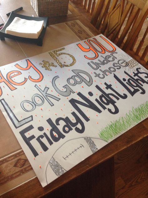 High School Football Signs For Players, Football Signs For Games Posters For Bf, Cute Football Signs, Football Signs For Boyfriend, Football Sayings For Signs, Playoff Football Signs, Football Game Gift, High School Football Posters, Football Bf