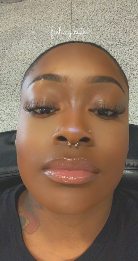 Two Nose Piercings On Both Sides And Septum, Double Nose Piercing Studs, Septum Piercing With Double Nose Ring, Piercings On Big Noses, Spectum Pierce Nose, Double Nose Piercing Different Sides With Septum, Locs And Septum Piercing, 2 Nose Piercings On Each Side And Septum, Middle Nose Piercing Septum