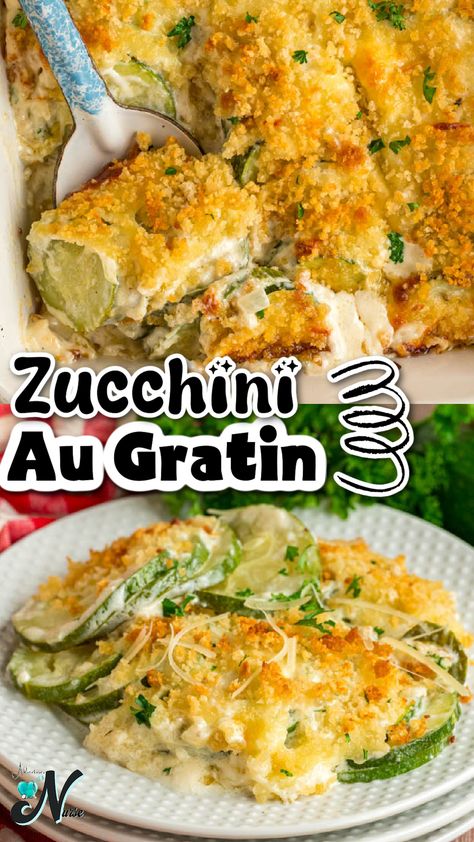 Zucchini Au Gratin is the ultimate cheesy comfort food! Creamy layers of tender zucchini topped with crispy panko breadcrumbs make this an irresistible side dish that’s easy to prepare and perfect for any occasion. Cheesy Zucchini Recipes, Zucchini Au Gratin, Zucchini Gratin, Zucchini Cheese, Zucchini Casserole, Zucchini Recipe, Vegetable Side Dishes Recipes, Vegetarian Side Dishes, Easy Zucchini