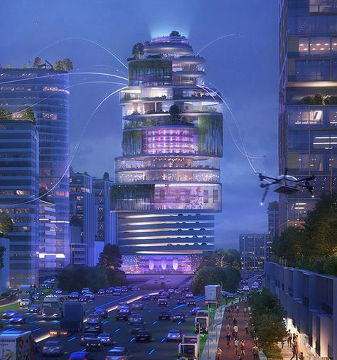 Lost In Life, Smart Building, Architect Magazine, Future Buildings, Cyberpunk Aesthetic, Magic City, Arch Daily, Fantasy Places, Futuristic City