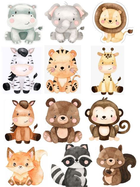 Baby Safari Animals, Animal Pictures For Kids, Safari Animals Birthday, Safari Kids, Kids Nursery Art, School Kids Crafts, Baby First Birthday Cake, Baby Birthday Decorations, Baby Art Projects