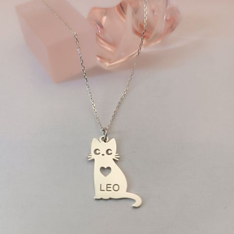 Cat Charm Necklace, Necklace Quotes, Necklace Name, Cat Pendant, Pet Kitten, Star Chain, Cat Charm, Cat Pendants, Custom Cat