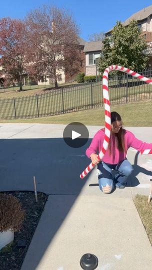 Pool Noodle Yard Decor, Pool Noodle Reindeer, Pool Noodle Arch Diy Christmas, Decorate Columns For Christmas, Pvc Arch Christmas, Candy Cane Front Porch Decor, Candy Cane Archway Diy, Pool Noodle Arch Diy, Diy Pool Noodle Christmas Decorations