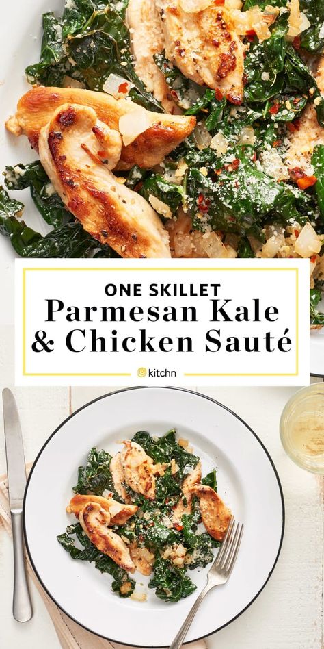 Recipes With Kale And Chicken, Kale And Chicken Recipes, Chicken Kale Recipes, Chicken And Kale Recipes, Chicken Saute, Kale Recipes Healthy, Chicken And Kale, Recipes With Parmesan Cheese, Chicken Kale