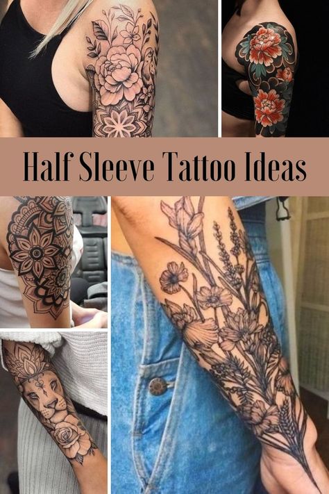 What Is A Half Sleeve Tattoo? - TattooGlee Half Sleeve Tattoo Upper Arm, Half Sleeve Tattoo Ideas, Unique Half Sleeve Tattoos, Lower Arm Tattoos, Shoulder Sleeve Tattoos, Half Sleeve Tattoos Forearm, Arm Sleeve Tattoos For Women, Half Sleeve Women, Quarter Sleeve Tattoos