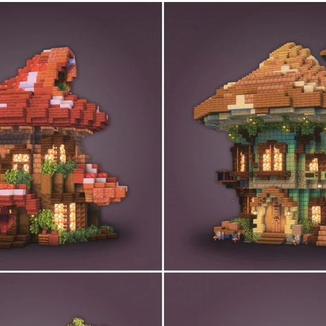 Mushroom Starter House Minecraft, Minecraft Mushroom Library, Mushroom Kingdom Minecraft, Minecraft Mushroom House, Mooshroom Enclosure Minecraft, Minecraft Mooshroom Build, Fantasy Village, Mushroom House, Best Build