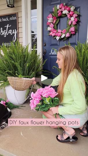 DIY faux flower hanging pot arrangement!🌷This is from last year but one of my favorites!!If you can’t keep flowers alive for long , this DIY is for you!😂 lol They are so simple to make and they make the porch look so springy!🌸🌸Plus you can re use them year after year!! I’m on year 2 with mine and they still look great!🌸#porchdecor #frontporch #frontporchdecor #springdecor #springdecorating #diyhomedecor  #forthehome #porch #springhassprung | Our Winton home | super.italy · Original audio Flower Hanging, Hanging Pots, Year 2, The Porch, Spring Has Sprung, Faux Flowers, My Favorites, Silk Flowers, Spring Decor