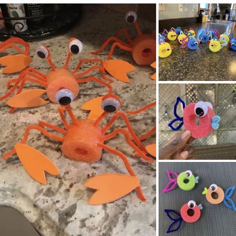 Under The Sea Float Ideas, Pool Noodle Crab, Under The Sea Parade Float, Sea Decoration Ideas Ocean Themes, Beach Party Theme, Vbs Ocean Theme, Ocean Vbs, Scuba Vbs, Under The Sea Crafts