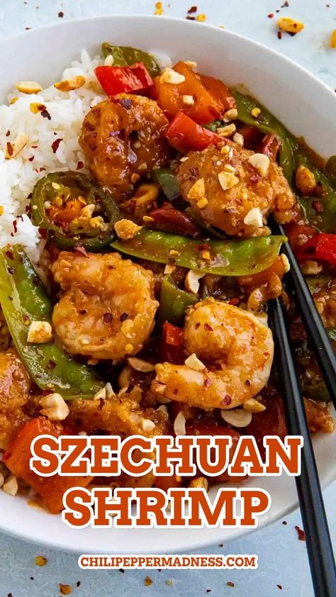 Szechuan Shrimp, Szechuan Sauce, Asian Shrimp, Spicy Chicken Recipes, Shrimp And Vegetables, Crispy Shrimp, Shrimp Dinner, Shrimp Recipes For Dinner, Spicy Salmon