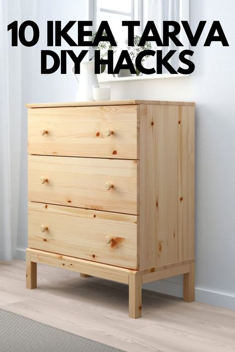 Ikea Rast Hack Nightstand, Dresser Nightstand Ideas, Ikea Hack Nightstand, Ikea Dresser Makeover, Ikea Hack Bedroom, Ikea Dresser Hack, Ikea Nightstand, Ikea Tarva Dresser, Ikea Tarva