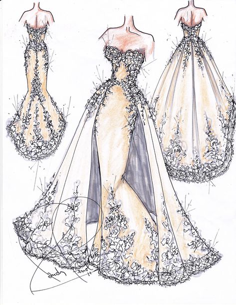 Randy Fenoli, Detail Couture, Gown Drawing, Rok Outfit, Wedding Dress Sketches, Say Yes To The Dress, Mode Tips, Dress Illustration, Dress Design Drawing