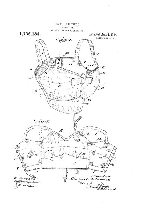 1914 Patent US1106184 - BRASSIERE - Google Patents 1900 Corset, Edwardian Corsets, Sewing Bras, Corset Cover, Patron Vintage, Historical Sewing, Herve Leger Dress, Corset Pattern, Geek Crafts