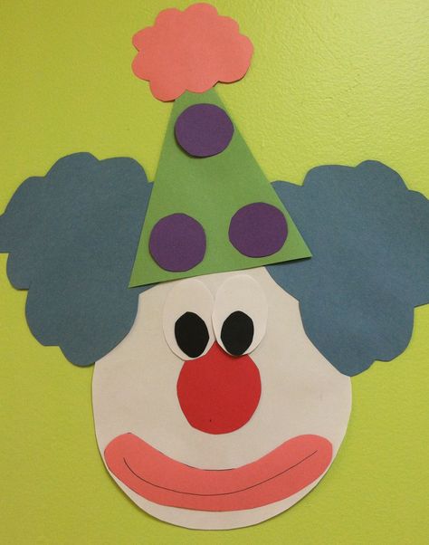 Clown Face Decoration or craft for preschool craft not Toddlers- circus theme fun! Clown Art Preschool, Circus Art For Preschool, Under The Big Top Theme Preschool, Preschool Circus Crafts, Circus Crafts For Kids, Circus Preschool, Circus Crafts Preschool, Kindergarten Prep Activities, Circus Week