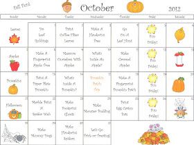 The Thoughtful Spot Day Care: October Calendar Preschool Calendar, Activity Calendar, October Activities, Cool Calendars, October Calendar, School Lesson Plans, Preschool Activities Toddler, Thematic Units, Homeschool Help