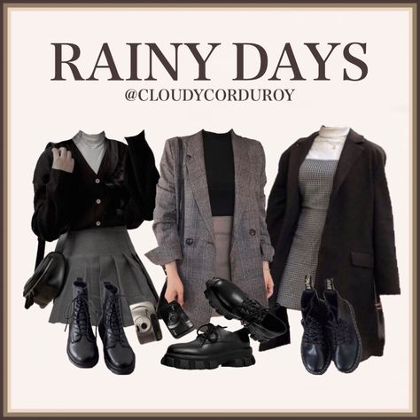 Dark Academia Cool Tones, Pariscore Outfits, Black And White Dark Academia Outfit, Intj Outfit Women, Hottopic Outfits, Citycore Outfit, Rainy Day Outfits For Women, Scientist Aesthetic Outfit, Citycore Aesthetic Outfits