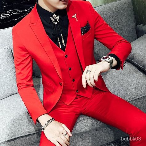 Celebrity Imagines, Grad Suits, Suits For Guys, Three Piece Suits, Red Tuxedo, Homecoming Suits, Suits Prom, Prom Suits, Red Suit