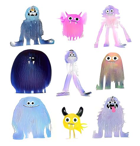 Monsters Inc Character Design, Cute Monster Art Character Design, Monsters Illustration Cute, Monster Character Design Cute, Cute Monsters Illustration, Alien Illustration Character Design, Monster Graphic Design, Cute Monster Design, Monster Art Cute