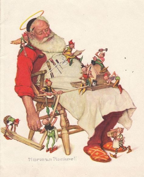 Impressioni Artistiche : ~ Norman Rockwell ~ Christmas Norman Rockwell Prints, Norman Rockwell Christmas, Norman Rockwell Art, Santa Klaus, Rockwell Paintings, Norman Rockwell Paintings, Santa Claus Images, Books Vintage, Old Fashioned Christmas