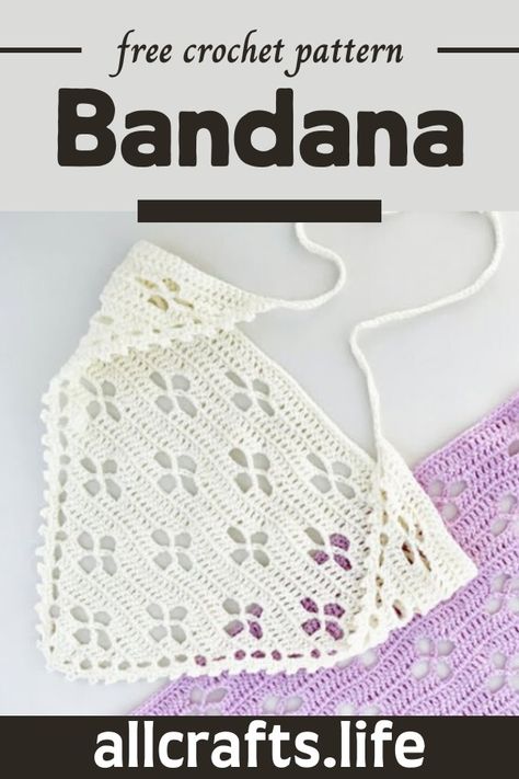 Crochet Bandana Crochet Bandana Pattern Diagram, Halloween Bandana Crochet Pattern, Crochet Bandanna Pattern, Flower Bandana Crochet Pattern Free, Crochet Lace Bandana Pattern Free, Easy Bandana Crochet, Bandana Pattern Crochet, Dragonfly Bandana Crochet, Accessories To Crochet