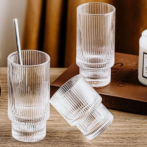 Filtrum Home on Instagram: “Enjoy a refreshing drink with our Ripple Crystal Glasses. Individually shaped into geometric forms, these glasses are mouth-blown and…” Stackable Glassware, Ribbed Glassware, Crystal Glass Set, Cocktail Cup, Tennis Bags, Cocktail Glassware, Cocktails Bar, Glas Art, Crystal Glasses