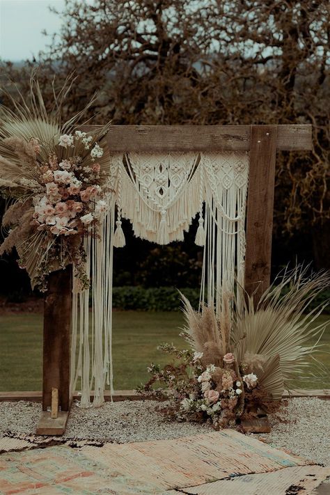 Rustic Outdoor Wedding Ideas, Middle Earth Wedding, Lily Pad Pond, Diy Wedding Arbor, Flower Ceremony, Macrame Wedding Arch, Boho Wedding Arch, Macrame Arch, Outdoor Wedding Ideas