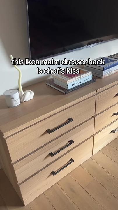 alyson nugent on TikTok Oak Malm Dresser, Malm 6 Drawer Dresser Hack, Ikea Malm Oak, Ikea Bedroom Dressers, Ikea Malm White, Ikea Malm Dresser Hack, Malm Dresser Hack, Kids Closets, Ikea Dresser Hack