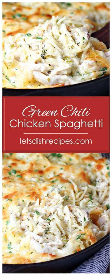 Green Chili Chicken Spaghetti, Anaheim Peppers, Chicken Spaghetti Recipes, Green Chili Chicken, Creamy Pasta Dishes, Chili Chicken, Spaghetti Recipe, Chicken Spaghetti, Yummy Pasta Recipes