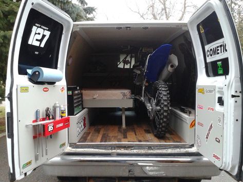 Moto van pic's - Moto-Related - Motocross Forums / Message Boards - Vital MX Dirt Bike Van, Motorcycle Van, Track Inspiration, Motorbike Storage, Moto Van, Bike Graphics, Van Bed, Van Storage, Dune Buggies