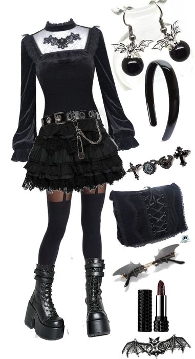 Gothic Romance Fashion, Vampire Gothic Outfits, Vampire Outfit Casual, Goth Club Aesthetic, Casual Goth Outfits Women, Simple Goth Outfit Casual, Girly Goth Outfits, Simple Goth Outfit, Goth Outfits Casual