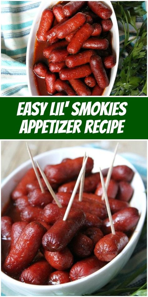 Easy Lil' Smokies Appetizer Recipe from RecipeGirl.com #easy #lil #smokies #lilsmokies #appetizer #recipe #RecipeGirl Smokies Appetizers, Lil Smokies Recipes, Lil Smokies, The Chunky Chef, Little Smokies, Chunky Chef, Brown Sugar Bacon, Football Parties, Easy Thanksgiving Recipes