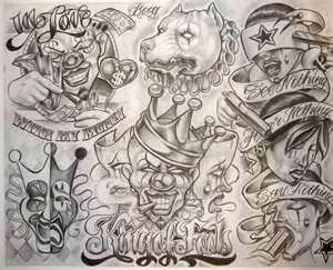 Tattoo Flash By Boog 191  Hawaii Dermatology Boog Tattoo, Gangster Tattoo, Gangsta Tattoos, Clown Tattoo, Prison Art, Chicano Style Tattoo, Cholo Art, Chicano Tattoos, Chicano Tattoo