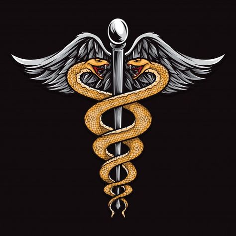 Snake Medical, Caduceus Tattoo, Symbol Of Healing, Medical Artwork, Snake Wallpaper, Medical Student Motivation, Medical Wallpaper, Military Tattoos, Art Optical