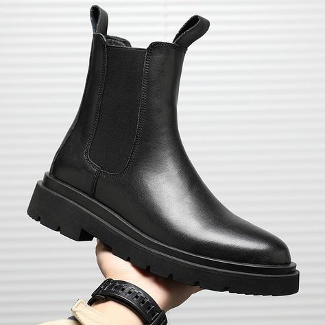 Men's Shoes – aidase-shop Men Black Boots, Black Boots Platform, Chelsea Boots For Men, Ankle Boots Winter, Boots Outfit Men, Black Boots Men, Gentleman Shoes, Botas Chelsea, Boots Platform