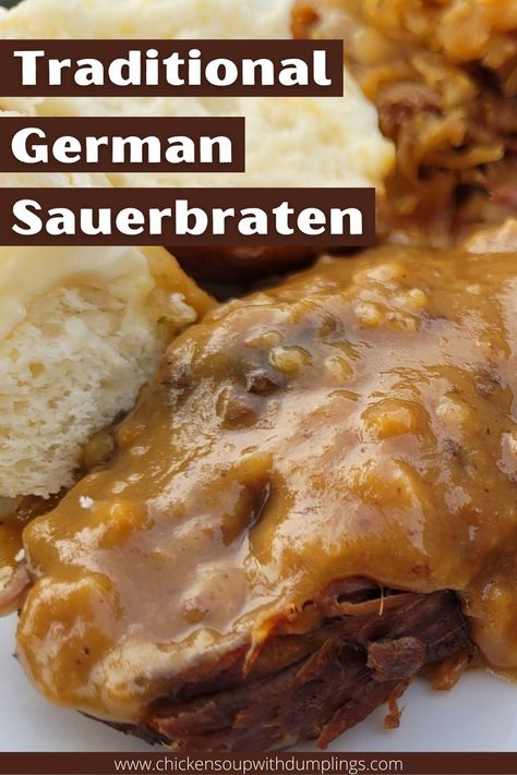 German Pot Roast, German Sauerbraten Recipe, Chicken Soup With Dumplings, Roast Chicken Soup, Sauerbraten Recipe, Soup With Dumplings, Beef Rump Roast, Easy German Recipes, Chicken Dumpling Soup