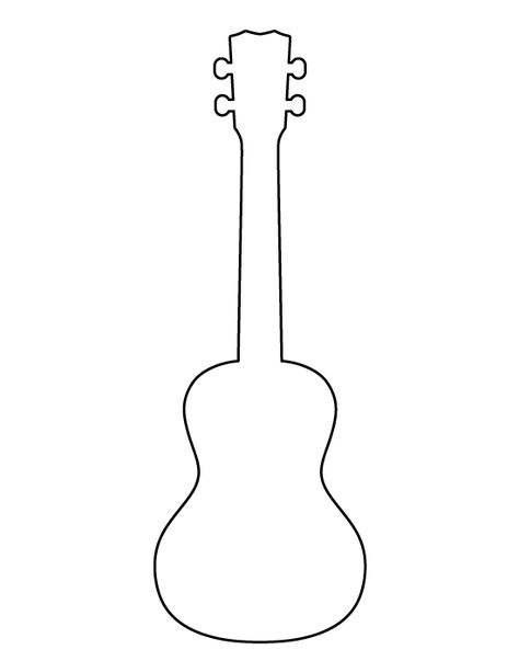 Printable Ukulele Template How To Make A Ukulele, Guitar Template, Musical Instruments Template, Acoustic Guitar Template Free Printable, Guitar Stencil Free Printable, Ukulele Drawing, Cardboard Ukulele, Guitar Patterns, Guitar Drawing