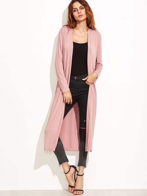 Shop Pink Collarless Longline Duster Coat online. SheIn offers Pink Collarless Longline Duster Coat & more to fit your fashionable needs. Very Short Dress, Collarless Coat, Summer Coats, Maxi Cardigan, Rockabilly Dress, Cap Dress, Plus Size Maxi Dresses, Casual Coat, Long Maxi