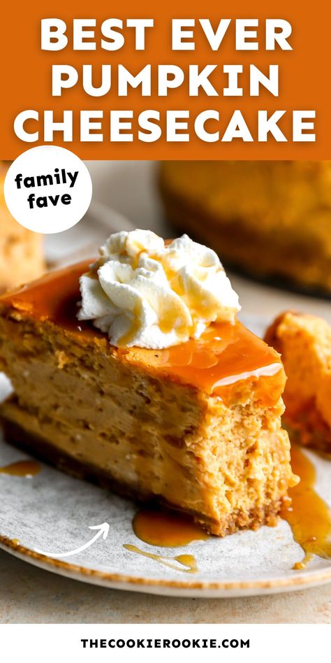 Pumpkin Pie Cheesecake, Pumpkin Cheesecake Recipes, The Cookie Rookie, Cookie Rookie, Pumpkin Recipes Dessert, Easy Cheesecake Recipes, Fall Flavors, Easy Cheesecake, Cheesecake Desserts