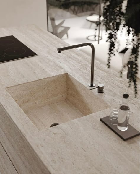 Travertine Countertops, Minimal Kitchen Design, Small Modern Kitchen, Casa Clean, Modern Kitchen Design Luxury 2023, Minimal Kitchen, Kitchen Design Modern, Kitchen Design Plans, 아파트 인테리어