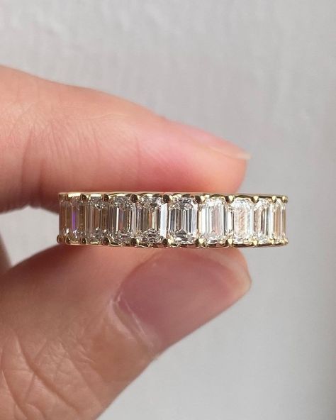 Eternity Engagement Band, Moissanite Band, Moissanite Wedding Band, Blood Diamond, Emerald Cut Moissanite, Colorless Diamond, Man Made Diamonds, Green Diamond, Personalized Gifts For Her