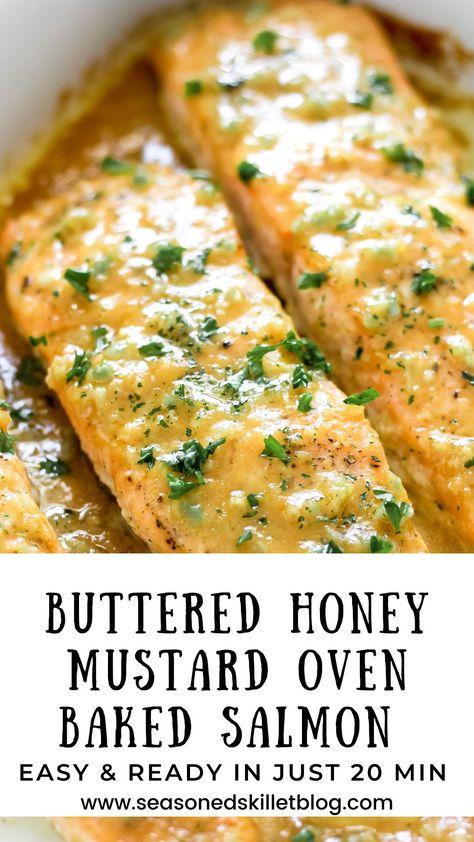 Baked Pink Salmon Recipes, Dutch Oven Salmon, Salmon Recipes Baked Dijon Mustard, Salmon Recipes Honey Mustard, Fall Salmon Dinner Ideas, Salmon Packets Oven, Mustard Salmon Recipes, Honey Bbq Salmon, Salmon Honey Mustard