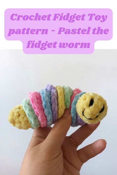 Sewing Fidget Toys, Crochet Worry Pet, Crochet Fidget Toys Free Pattern, Worry Worm Pattern, Crochet Fidget Toys, Crochet Worry Worm, Crochet Puppets, Crochet Kindness, Crochet Fidget