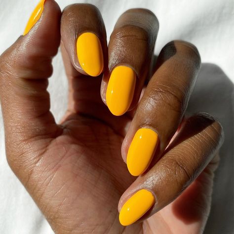 Mango Orange Nails, Honey Nails Color, Honey Yellow Nails, Mango Color Nails, Mustard Color Nails, Dark Yellow Nails, Sunflower Yellow Nails, Orange And Yellow Nail Designs, Yellow Orange Nails