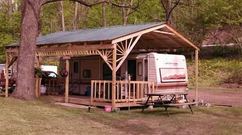 Trailer Porch, Rv Shelter, Rv Cover, Truck Campers, Trailer Life, Trailer Living, Camper Living, Camper Life, Camping Glamping