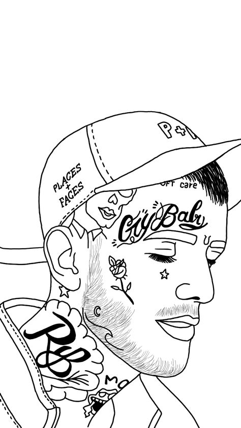 Lil Peep Coloring Page, Lil Peep Drawing Easy, Lil Peep Art Drawing, Lil Peep Painting Ideas, Lil Peep Drawing Ideas, Hellboy Sketch, Lil Peep Drawing, Peep Drawing, P Drawing