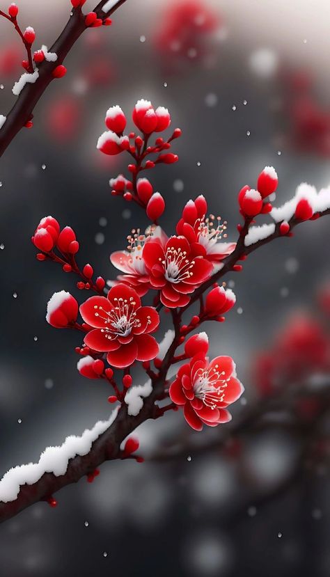 Iphone Wallpaper Christmas, Frühling Wallpaper, Red Cherry Blossom, Very Beautiful Flowers, Wallpaper Christmas, Flowers Wallpapers, Iphone Wallpaper Hd Nature, Lovely Flowers Wallpaper, Cherry Blossom Flowers