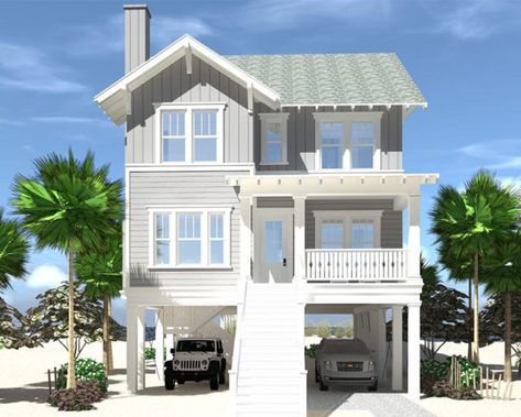 carolina_walk_front_crop House On The Beach, Beach House Flooring, Beach House Floor Plans, Vacation House Plans, Beautiful Beach Houses, Beach House Plan, Coastal House Plans, Beach House Exterior, House On Stilts