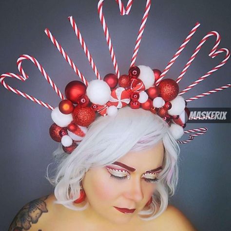 DIY Candy Cane Christmas Costume » X-MAS Idea | maskerix.com Diy Christmas Costumes, Christmas Costumes Diy, Diy Christmas Hats, Ugly Christmas Sweater Diy Funny, Candy Cane Costume, Funny Christmas Hats, Diy Candy Cane, Christmas Headdress, Christmas Party Costume