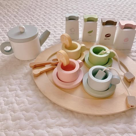 Tea Set Kids, Toddler Tea Set, Play Tea Set, Wooden Tea Set, Toy Tea Set, Honey Pots, Learning Toys For Toddlers, Lemon Slices, Nursery Room Inspiration