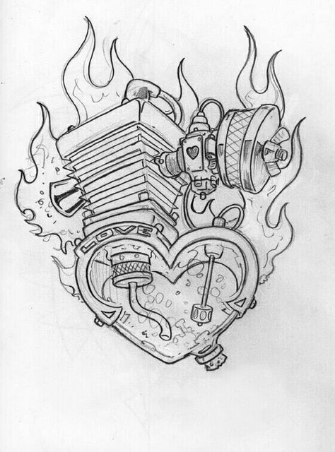 Piston Drawing, Hase Tattoos, Engine Tattoo, Hotrod Art, Graffiti Alphabet Styles, Motor Tattoo, Harley Davidson Artwork, Biker Tattoos, Kunst Tattoos